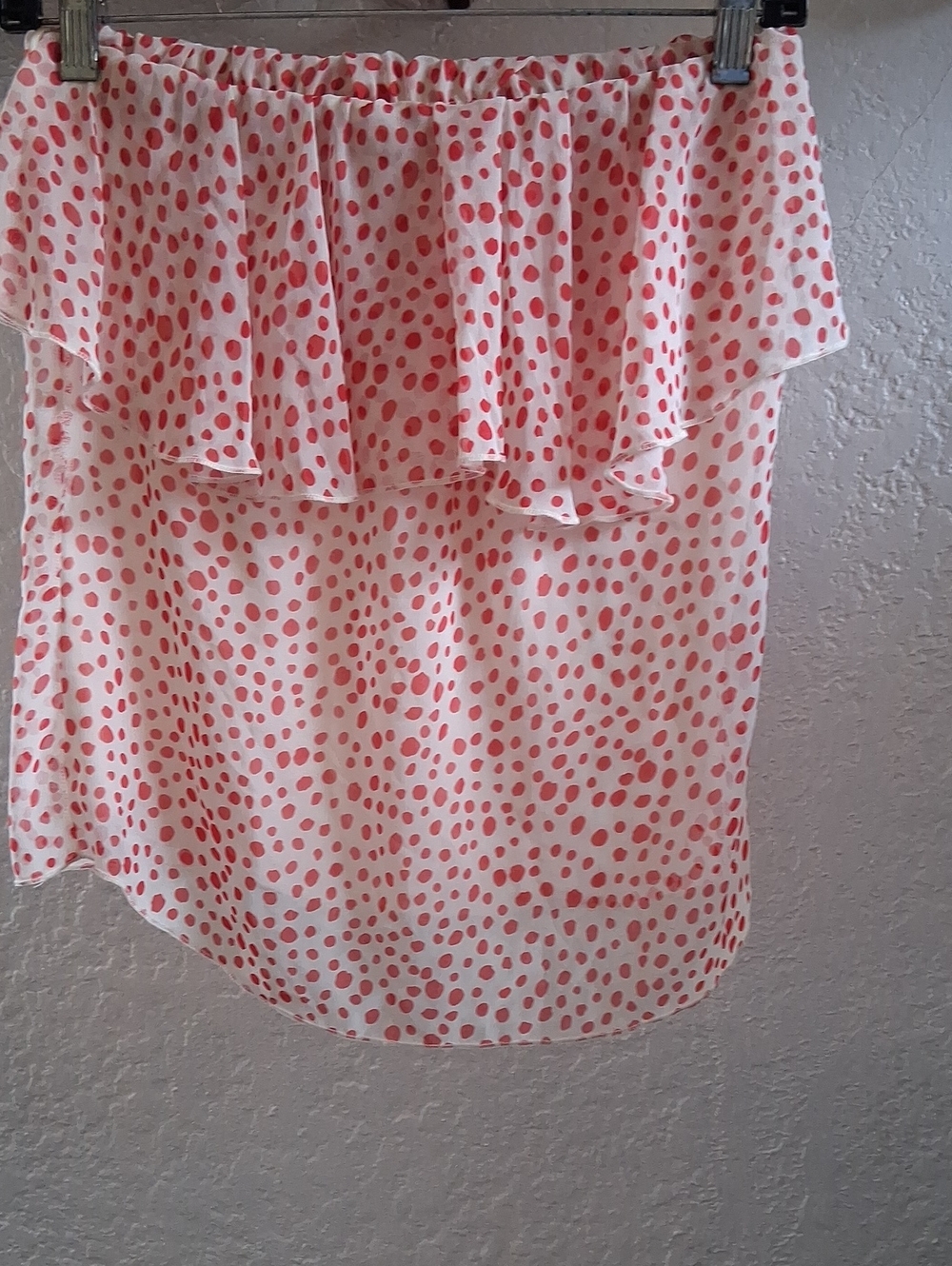 Renee C. Ivory Off-Shoulder Ruffle Camisole with Red Dot Print